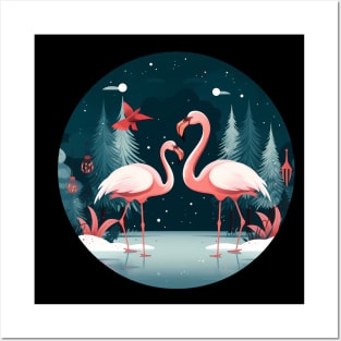 Flamingo Flock Sunset, Xmas,  Love Flamingos Posters and Art